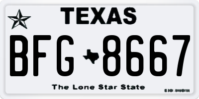 TX license plate BFG8667
