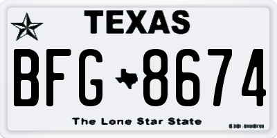 TX license plate BFG8674