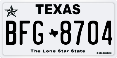TX license plate BFG8704