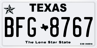 TX license plate BFG8767