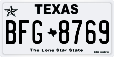 TX license plate BFG8769