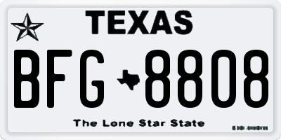 TX license plate BFG8808