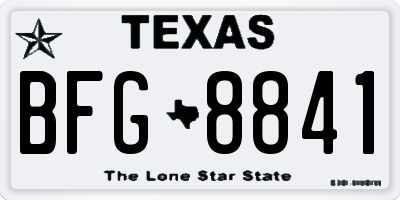 TX license plate BFG8841