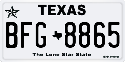 TX license plate BFG8865