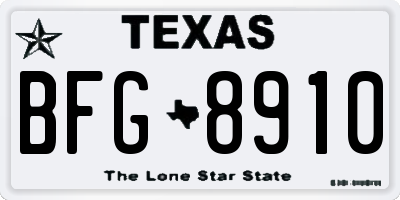 TX license plate BFG8910