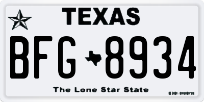 TX license plate BFG8934