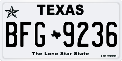 TX license plate BFG9236