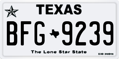 TX license plate BFG9239