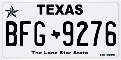 TX license plate BFG9276