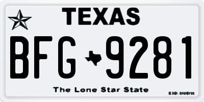 TX license plate BFG9281