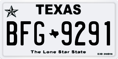 TX license plate BFG9291