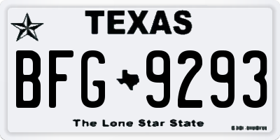 TX license plate BFG9293