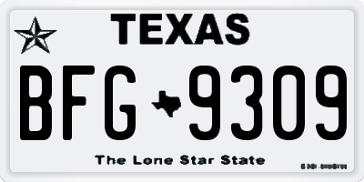 TX license plate BFG9309