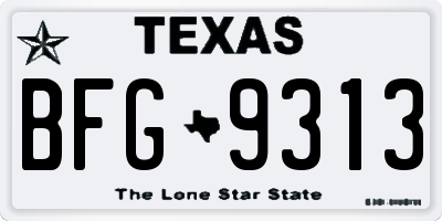 TX license plate BFG9313