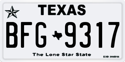 TX license plate BFG9317