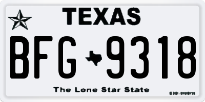 TX license plate BFG9318