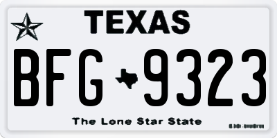 TX license plate BFG9323