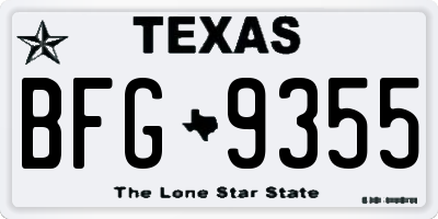 TX license plate BFG9355