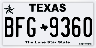 TX license plate BFG9360