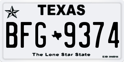TX license plate BFG9374