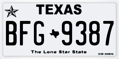 TX license plate BFG9387