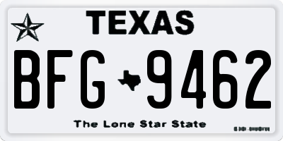 TX license plate BFG9462