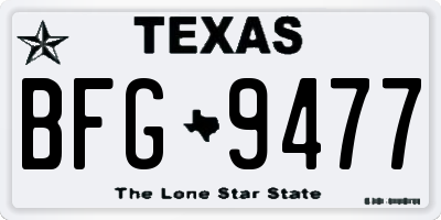 TX license plate BFG9477