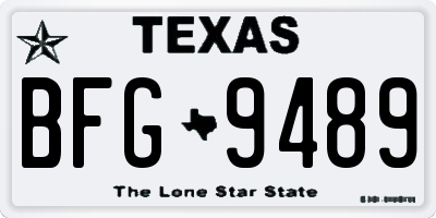TX license plate BFG9489