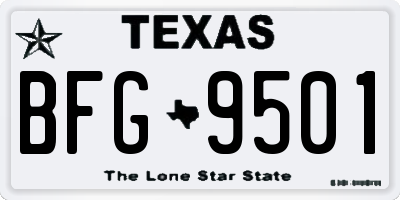 TX license plate BFG9501