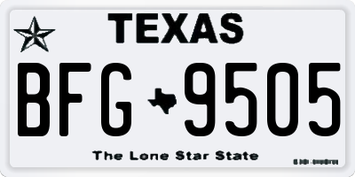 TX license plate BFG9505