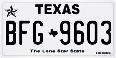 TX license plate BFG9603