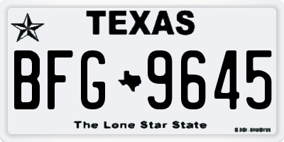 TX license plate BFG9645
