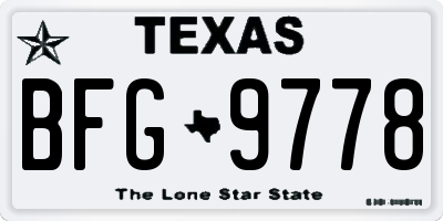 TX license plate BFG9778