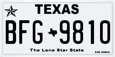 TX license plate BFG9810