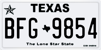 TX license plate BFG9854