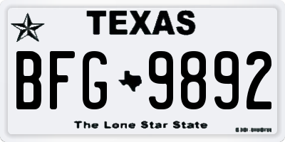 TX license plate BFG9892