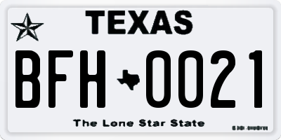 TX license plate BFH0021