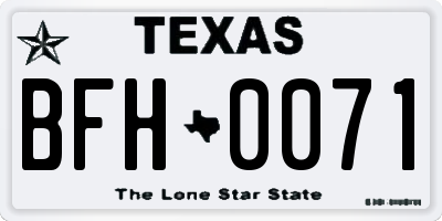 TX license plate BFH0071