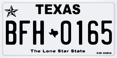 TX license plate BFH0165