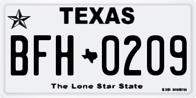 TX license plate BFH0209
