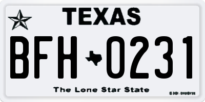 TX license plate BFH0231