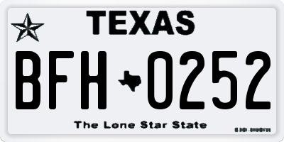 TX license plate BFH0252