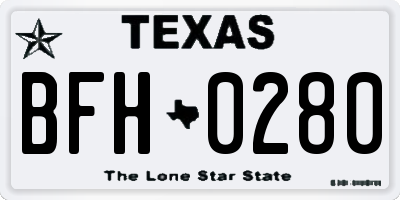 TX license plate BFH0280