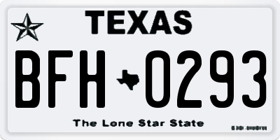 TX license plate BFH0293
