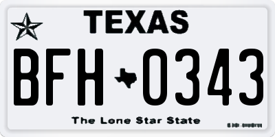 TX license plate BFH0343
