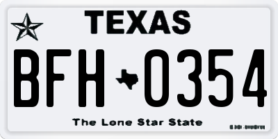 TX license plate BFH0354