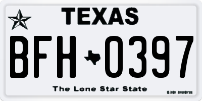 TX license plate BFH0397