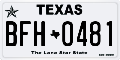 TX license plate BFH0481