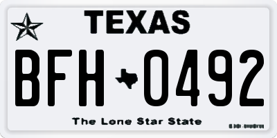 TX license plate BFH0492