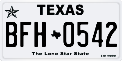 TX license plate BFH0542